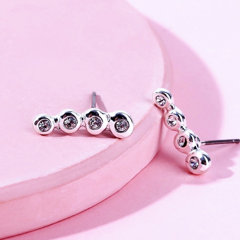 Silver Crystal Mini Ear Crawlers - Picture 3 of 7